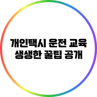 개인택시 운전 교육 생생한 꿀팁 공개