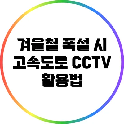 겨울철 폭설 시 고속도로 CCTV 활용법
