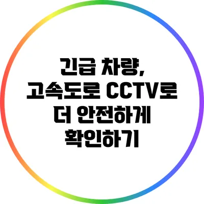 긴급 차량, 고속도로 CCTV로 더 안전하게 확인하기