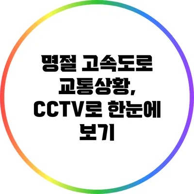 명절 고속도로 교통상황, CCTV로 한눈에 보기