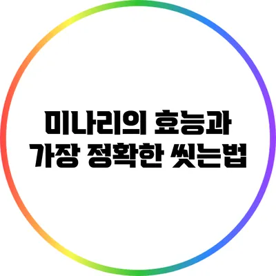 미나리의 효능과 가장 정확한 씻는법
