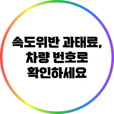속도위반 과태료, 차량 번호로 확인하세요