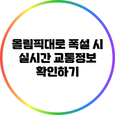 올림픽대로 폭설 시 실시간 교통정보 확인하기