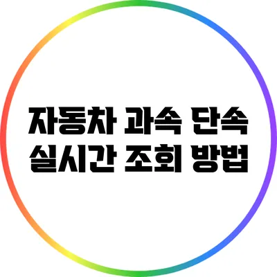 자동차 과속 단속 실시간 조회 방법