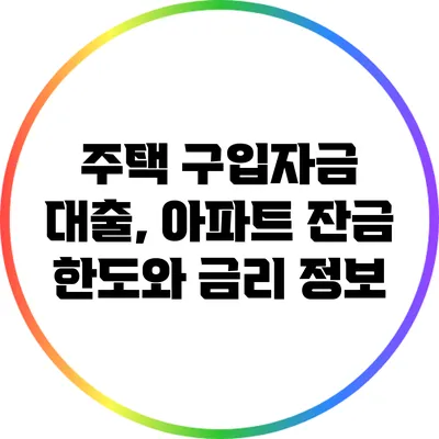 주택 구입자금 대출, 아파트 잔금 한도와 금리 정보
