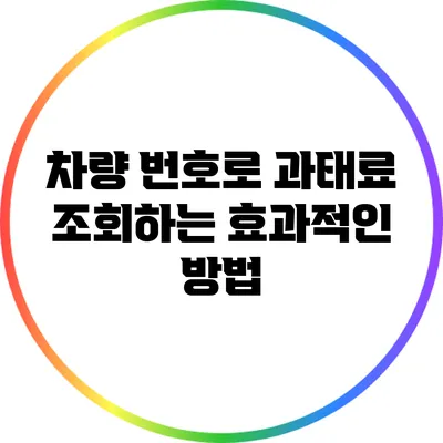 차량 번호로 과태료 조회하는 효과적인 방법