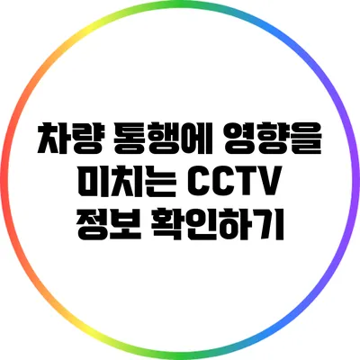 차량 통행에 영향을 미치는 CCTV 정보 확인하기