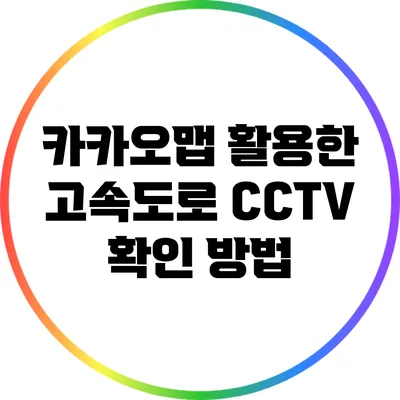 카카오맵 활용한 고속도로 CCTV 확인 방법
