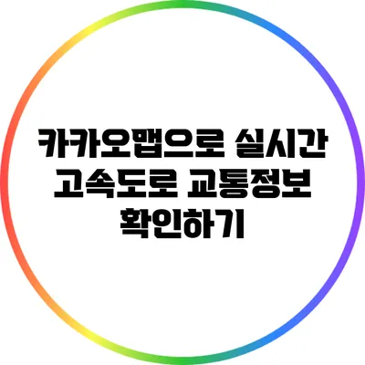 카카오맵으로 실시간 고속도로 교통정보 확인하기
