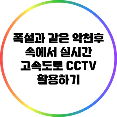 폭설과 같은 악천후 속에서 실시간 고속도로 CCTV 활용하기