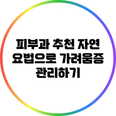 피부과 추천 자연 요법으로 가려움증 관리하기