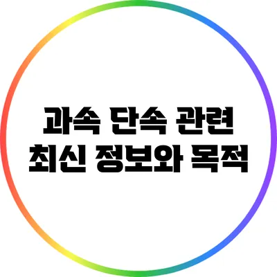 과속 단속 관련 최신 정보와 목적