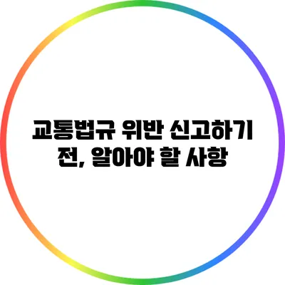 교통법규 위반 신고하기 전, 알아야 할 사항