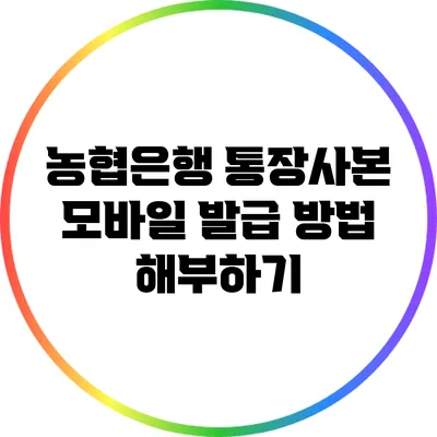 농협은행 통장사본 모바일 발급 방법 해부하기