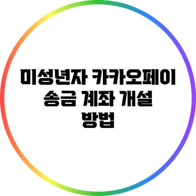 미성년자 카카오페이 송금 계좌 개설 방법