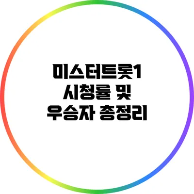 미스터트롯1 시청률 및 우승자 총정리