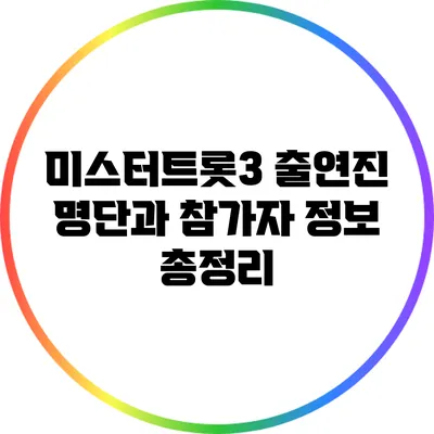 미스터트롯3 출연진 명단과 참가자 정보 총정리