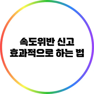 속도위반 신고 효과적으로 하는 법