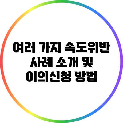 여러 가지 속도위반 사례 소개 및 이의신청 방법