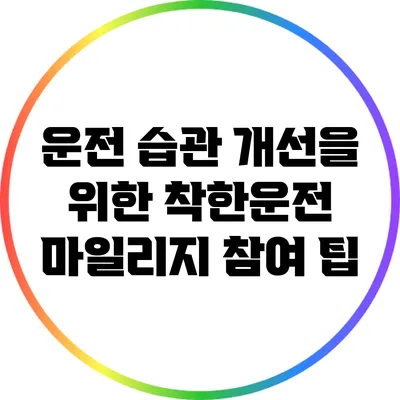 운전 습관 개선을 위한 착한운전 마일리지 참여 팁