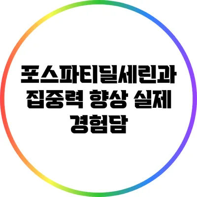 포스파티딜세린과 집중력 향상: 실제 경험담