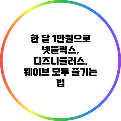 한 달 1만원으로 넷플릭스, 디즈니플러스, 웨이브 모두 즐기는 법