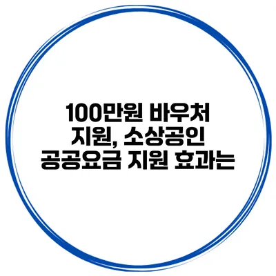 100만원 바우처 지원, 소상공인 공공요금 지원 효과는?