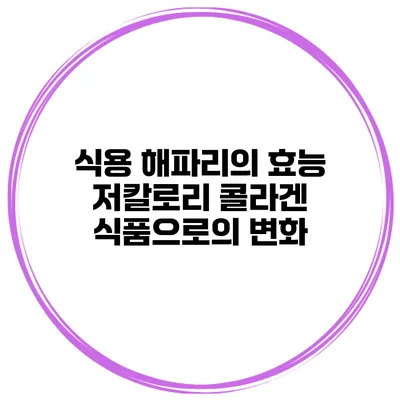 식용 해파리의 효능 저칼로리 콜라겐 식품으로의 변화