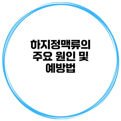 하지정맥류의 주요 원인 및 예방법