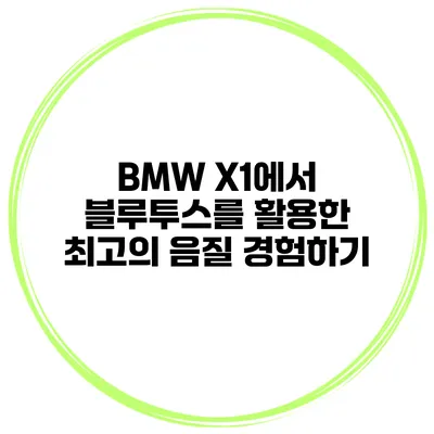 BMW X1에서 블루투스를 활용한 최고의 음질 경험하기