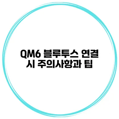 QM6 블루투스 연결 시 주의사항과 팁