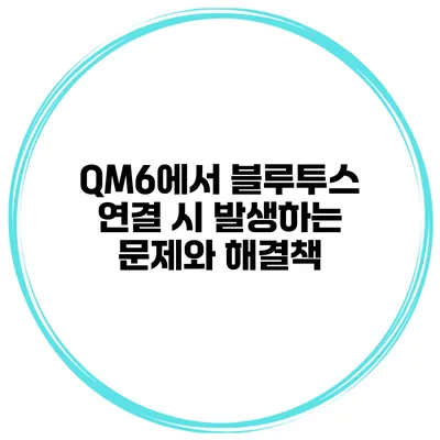 QM6에서 블루투스 연결 시 발생하는 문제와 해결책