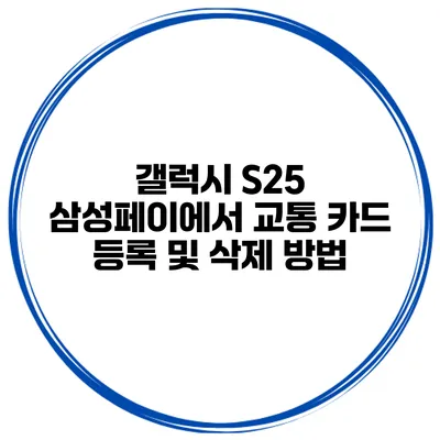 갤럭시 S25 삼성페이에서 교통 카드 등록 및 삭제 방법