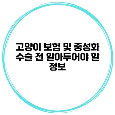 고양이 보험 및 중성화 수술 전 알아두어야 할 정보