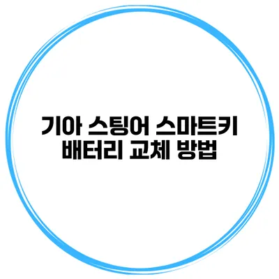 기아 스팅어 스마트키 배터리 교체 방법