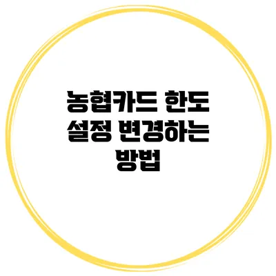 농협카드 한도 설정 변경하는 방법