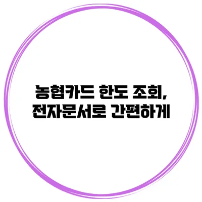농협카드 한도 조회, 전자문서로 간편하게