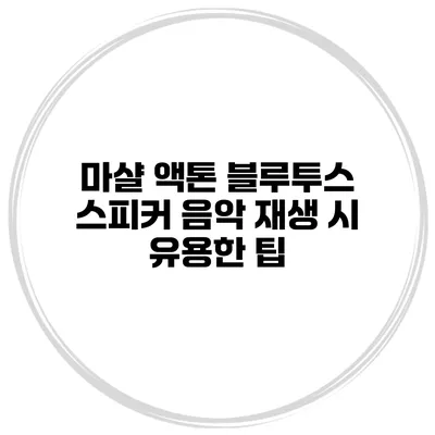 마샬 액톤 블루투스 스피커 음악 재생 시 유용한 팁