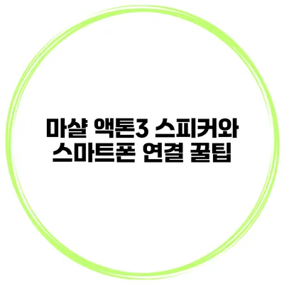 마샬 액톤3 스피커와 스마트폰 연결 꿀팁