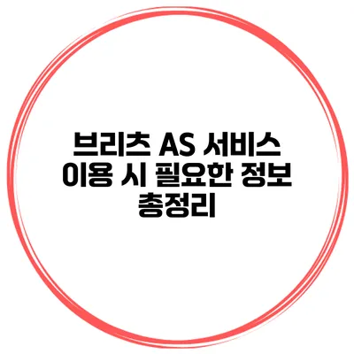 브리츠 AS 서비스 이용 시 필요한 정보 총정리