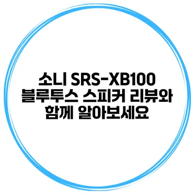 소니 SRS-XB100 블루투스 스피커 리뷰와 함께 알아보세요