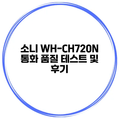 소니 WH-CH720N 통화 품질 테스트 및 후기