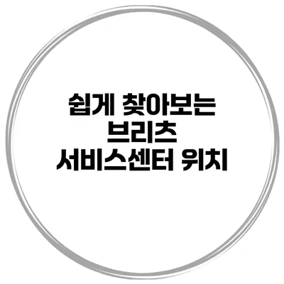 쉽게 찾아보는 브리츠 서비스센터 위치