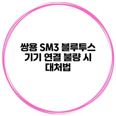 쌍용 SM3 블루투스 기기 연결 불량 시 대처법