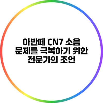 아반떼 CN7 소음 문제를 극복하기 위한 전문가의 조언