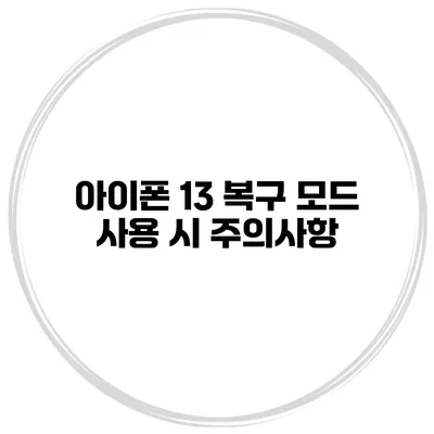 아이폰 13 복구 모드 사용 시 주의사항